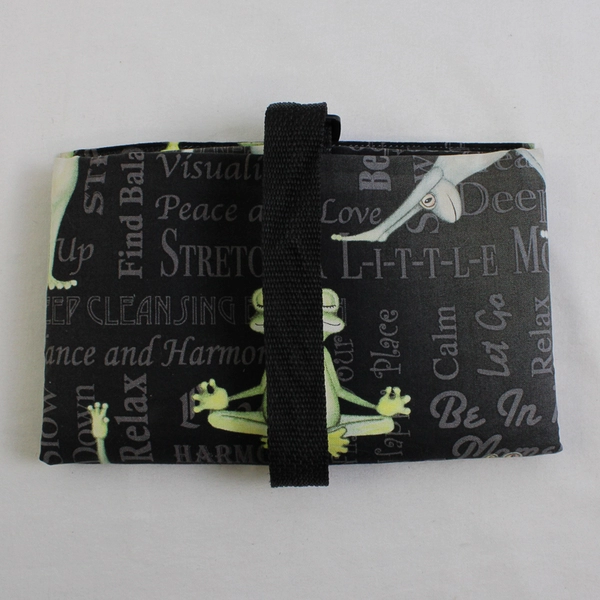 Frog Yoga Cosmetic Bag with Motivational Words Compact Makeup Pouch
