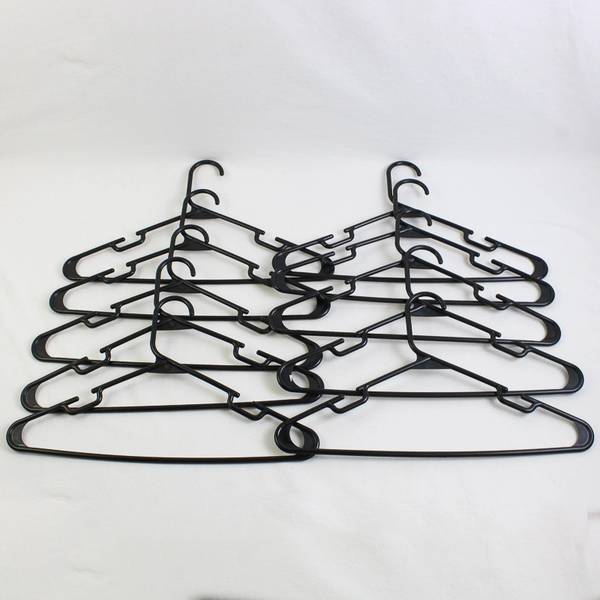 Lot of 10 Black Notched Tubular Clothing Hangers