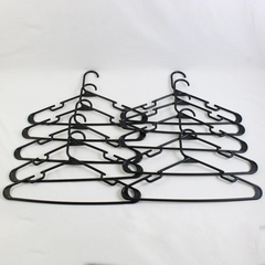 Lot of 10 Black Notched Tubular Clothing Hangers