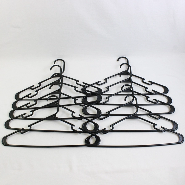 Lot of 10 Black Notched Tubular Clothing Hangers
