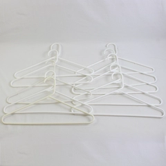 Lot of 10 White Plastic Tubular Clothes Hangers Standard