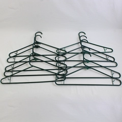 Lot of 10 Dark Green Clothing Hangers with Hooks