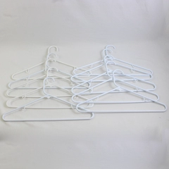 Lot of 10 White Tubular Clothing Hangers with Hooks
