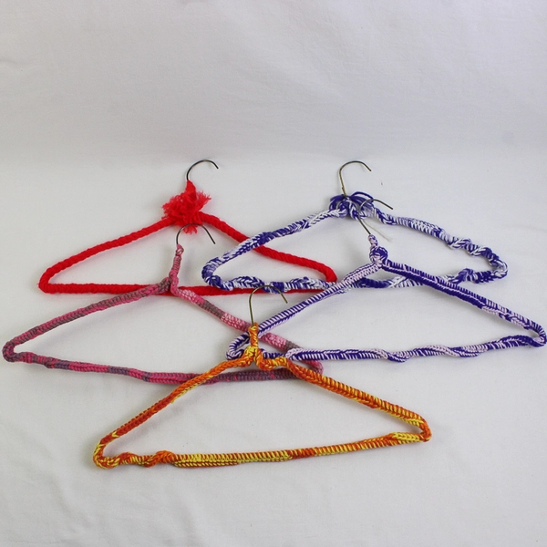 Lot of 5 Crochet Covered Wire Clothing Hangers
