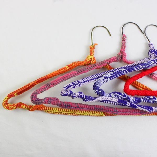 Lot of 5 Crochet Covered Wire Clothing Hangers