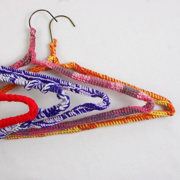 Lot of 5 Crochet Covered Wire Clothing Hangers