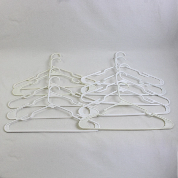 Lot of 10 Variety of White Notched Tubular Clothing Hangers