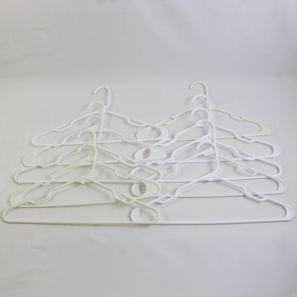Lot of 10 Variety of White Notched Tubular Clothing Hangers