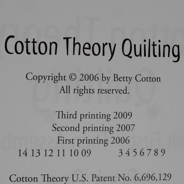 Cotton Theory Quilting Quilt First Then Assemble by Betty Cotton 2006 PB Book 1