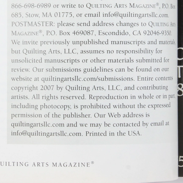Quilting Arts Magazine February/March 2007 Issue 