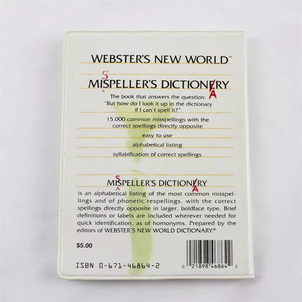 Mis(s)peller's Dictione(a)ry Webster's New World Paper Back 1983