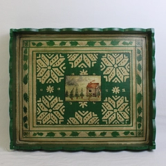 Two's Company Hand-Painted Christmas Serving Tray by Jane Keltner FLAWED