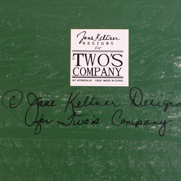 Two's Company Hand-Painted Christmas Serving Tray by Jane Keltner FLAWED