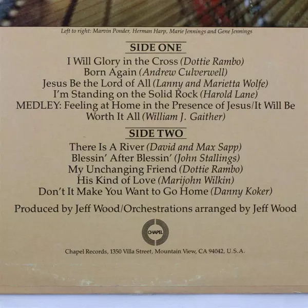 Ponder, Harp & Jennings Glory In The Cross LP Chapel Rec. Christian Gospel