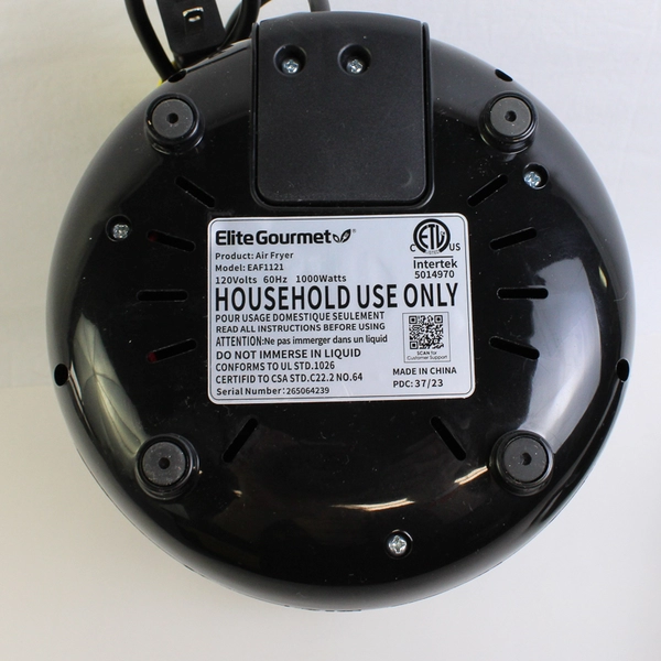 Elite Gourmet 1 Qt. Oil-Free Personal Air Fryer Model EAF1121