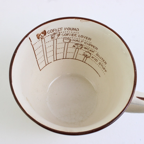 Vtg Unbranded Coffee Hound Ceramic Mug Brown/White 3.75" Tall