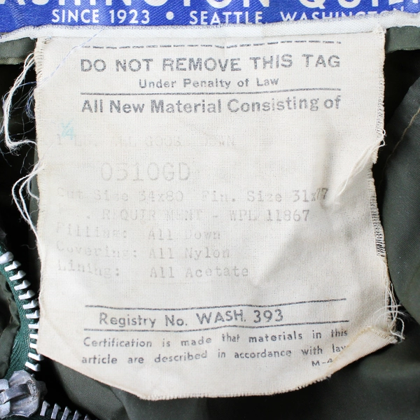 Vintage Washington Quilt Co Sterling Goose Down Sleeping Bag 31x77 Lightweight