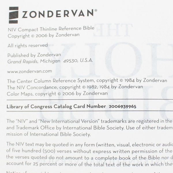 NIV Thinline Reference Bible Compact Zondervan Italian Duo-Tone Tan/Black 2006