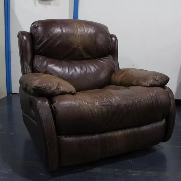 Large Brown Leather Recliner Chair Comfortable 