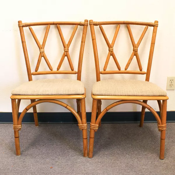 Heywood Wakefield Bamboo End Table and 2 Chairs Set Vintage Mid Century Modern