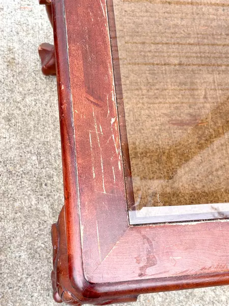 Lot of 2 Glass Top Cherry Wood Queen Anne Style End Tables