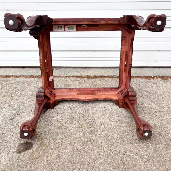 Lot of 2 Glass Top Cherry Wood Queen Anne Style End Tables
