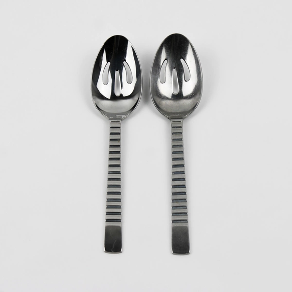 Lot Of 2 Libbey LYF5 (Stainless) Flatware Pierced Serving Spoons 8.5"