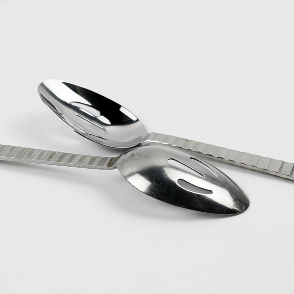 Lot Of 2 Libbey LYF5 (Stainless) Flatware Pierced Serving Spoons 8.5"