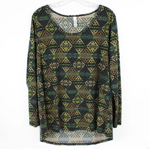 LuLaRoe Women's L Dark Multicolor Aztec Pattern Long Sleeve Shirt