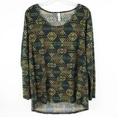 LuLaRoe Women's L Dark Multicolor Aztec Pattern Long Sleeve Shirt