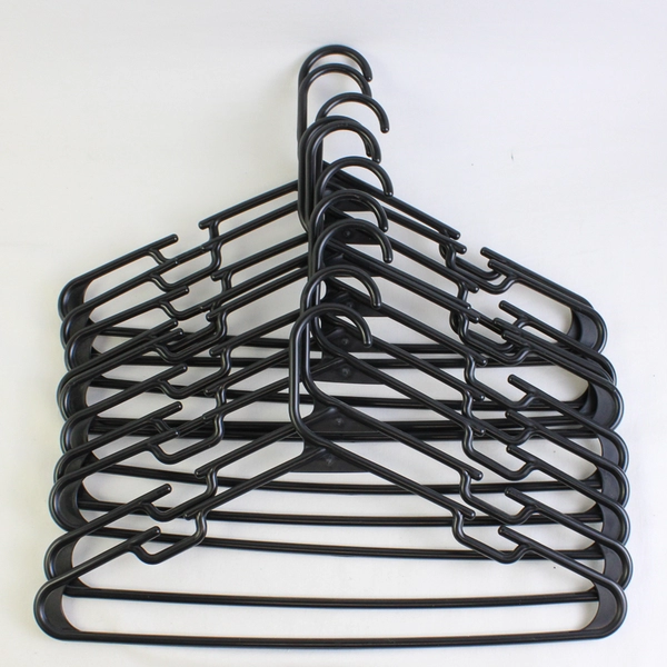 Lot of 10 Black Notched Clothing Hangers