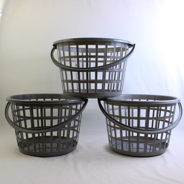 Set of 3 Greenbrier Gray Plastic Baskets 8 1/4"