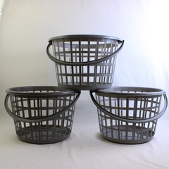 Set of 3 Greenbrier Gray Plastic Baskets 8 1/4"