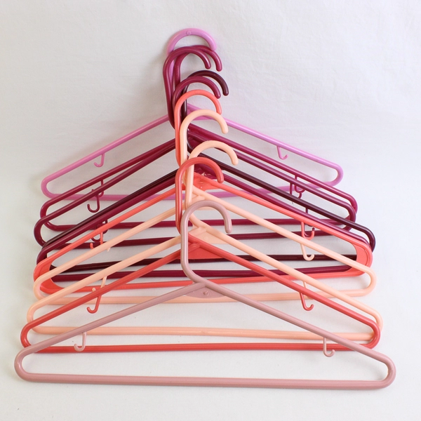 Lot of 10 Shades of Pink Tubular Clothing Hangers