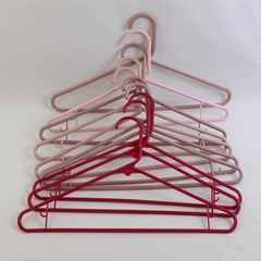 Lot of 10 Pink Red Hues Plastic Clothing Hangers