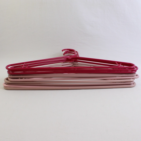 Lot of 10 Pink Red Hues Plastic Clothing Hangers