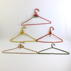 Lot of 5 Multicolor Yarn Covered Wire Clothing Hangers