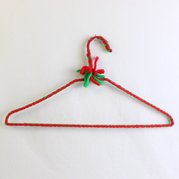 Lot of 5 Multicolor Yarn Covered Wire Clothing Hangers
