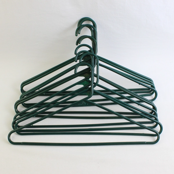 Lot of 10 Dark Green Tubular Clothing Hangers