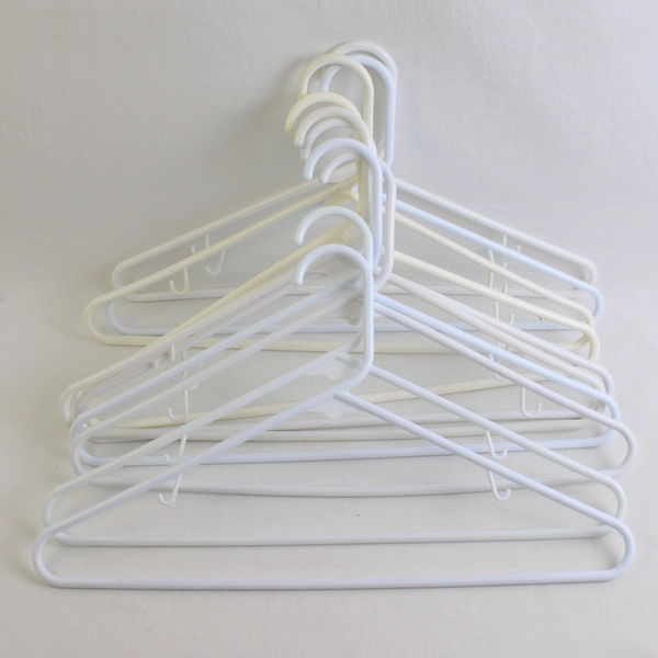 Lot of Opaque White Tubular Clothing Hangers with Hooks
