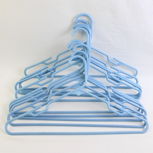 Lot of 10 Light Blue Notched Plastic Clothing Hangers