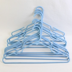 Lot of 10 Light Blue Notched Plastic Clothing Hangers