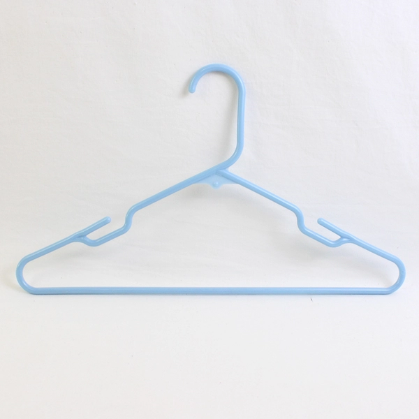 Lot of 10 Light Blue Notched Plastic Clothing Hangers
