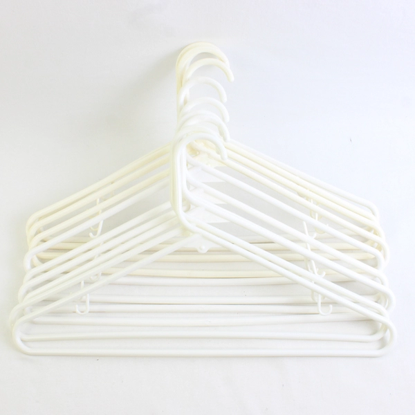 Lot of 10 Opaque White Tubular Clothing Hangers