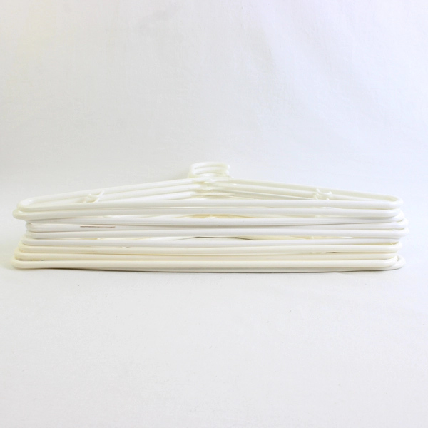 Lot of 10 Opaque White Tubular Clothing Hangers