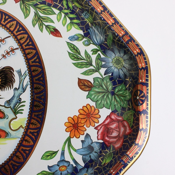 VTG Daher Decorated Ware Metal Serving Tray Rooster & Floral Design 13.5"x17.5"