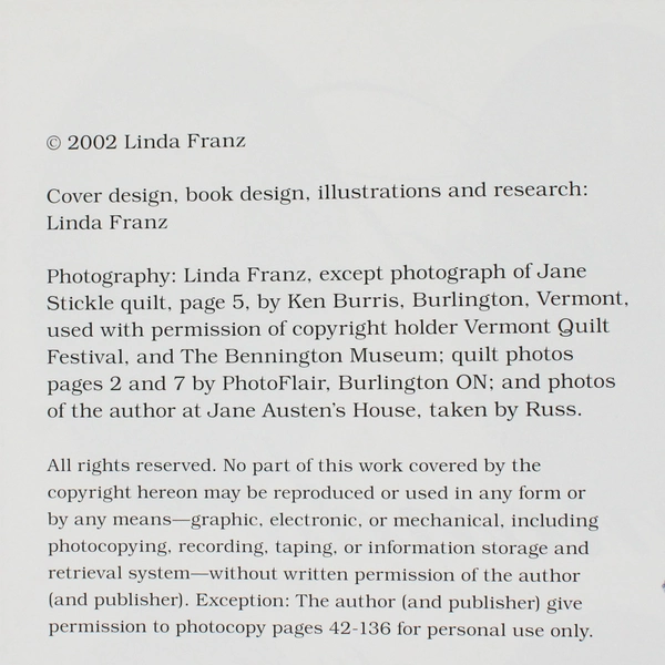 Quilted Diamonds Jane Austen Jane Stickle & Friends by Linda Franz 2002 PB
