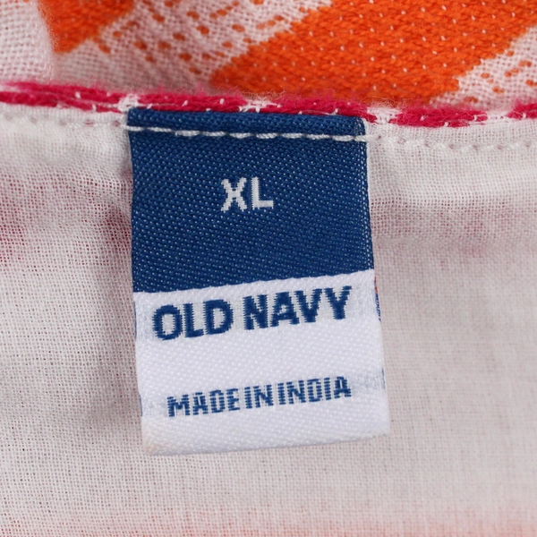 Old Navy Women's XL White, Pink, and Orange Jacquard Short Sleeve Dress