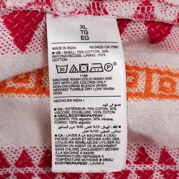 Old Navy Women's XL White, Pink, and Orange Jacquard Short Sleeve Dress