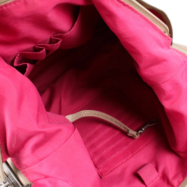 Baggallini Medium Beige Tote with Pink Lining